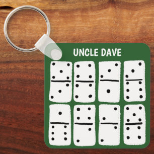 White Dominoes on Green Personalised Key Ring