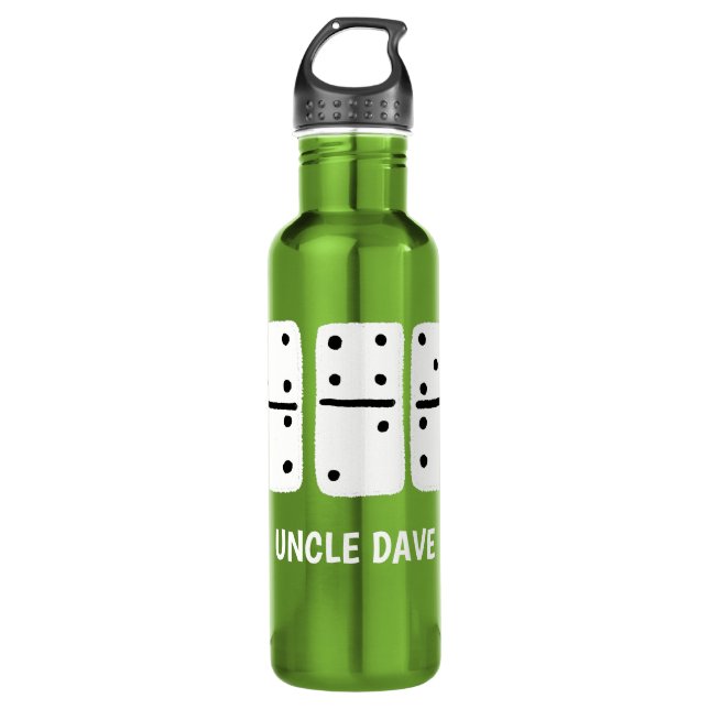 White Dominoes with Black Dots Personalised 710 Ml Water Bottle (Front)