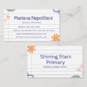 White Doodles and Scribble Teacher  Business Card