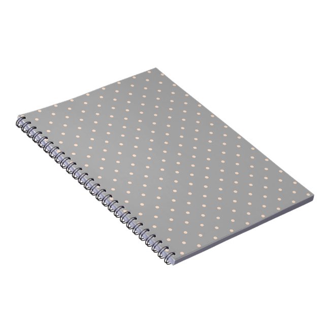 White Dot Grey Background Elegant Polka Dot Dotted Notebook (Right Side)