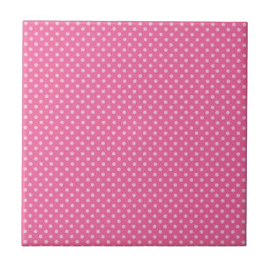 White Dot Pink Background Elegant Polka Dot Dotted Ceramic Tile