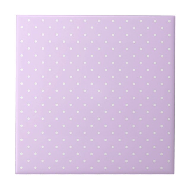 White Dot Pink Background Elegant Polka Dot Dotted Ceramic Tile (Front)