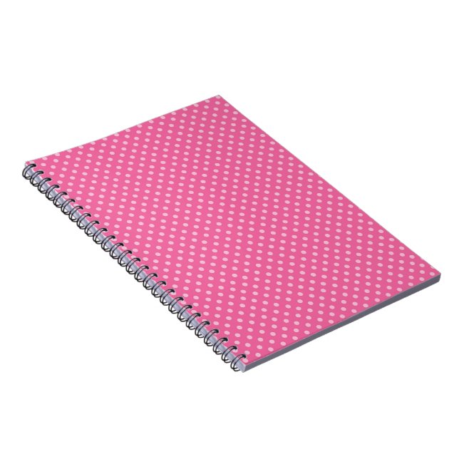 White Dot Pink Background Elegant Polka Dot Dotted Notebook (Right Side)