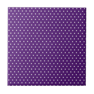 White Dot Purple Background Elegant Polka Dot Ceramic Tile