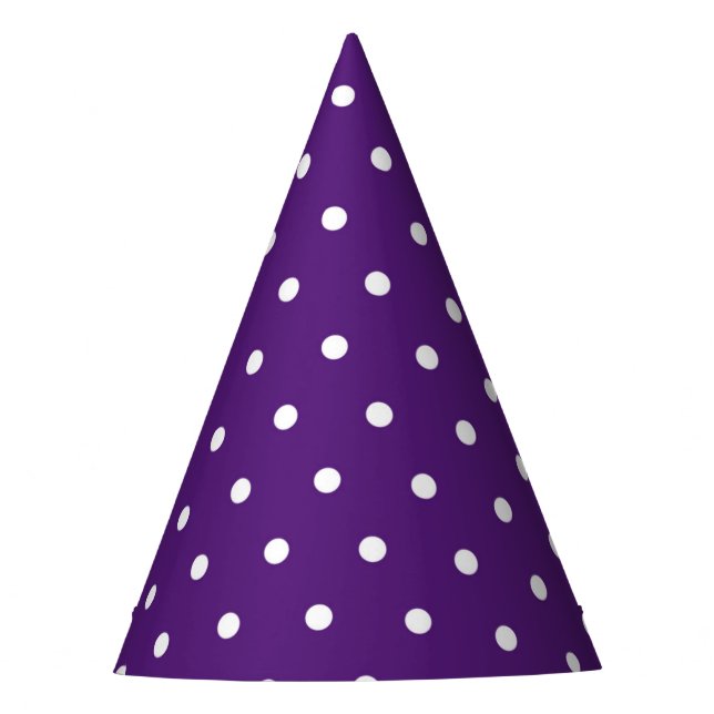 White Dot Purple Background Elegant Polka Dot Party Hat (Front)