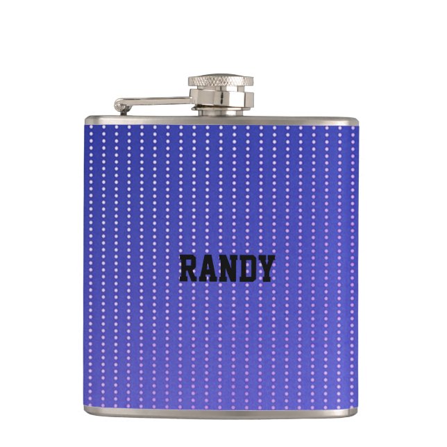 White dots blue pattern hip flask (Front)
