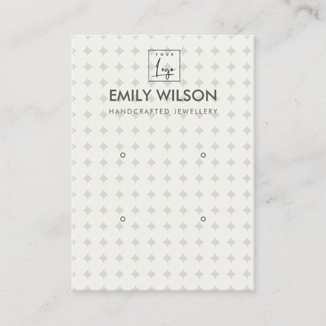  WHITE DOTS CIRCLE PATTERN 2 EARRING DISPLAY LOGO BUSINESS CARD (Front)