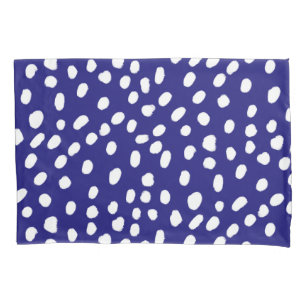 White Dots Dark Blue Pillowcase