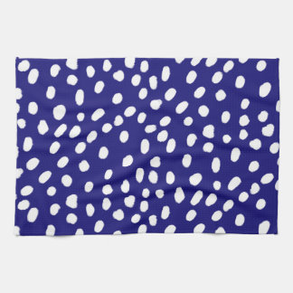 White Dots Dark Blue Tea Towel