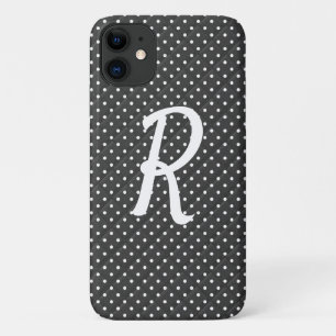 white dots on black monogram iPhone 11 case