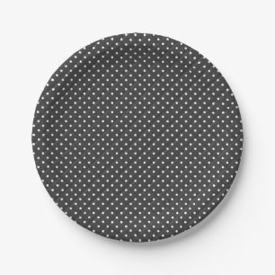 White dots on black quilt stitch paper plate