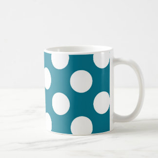 White dots on blue - retro style coffee mug