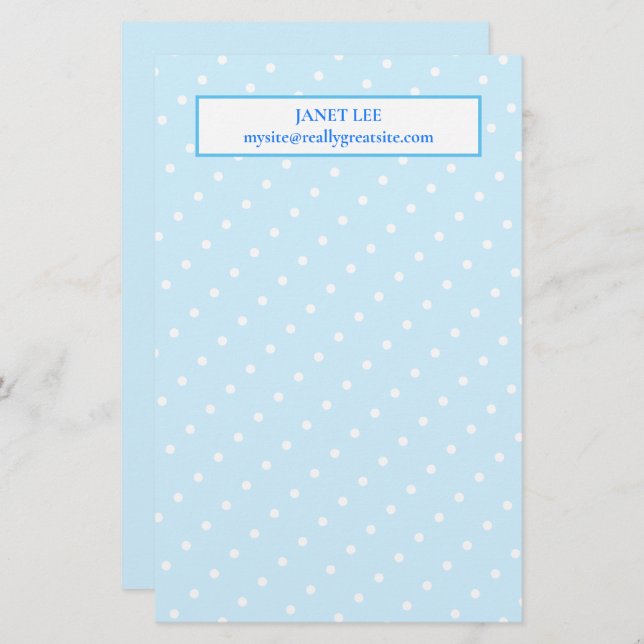 White Dots On Custom Blue Stationery  (Front/Back)