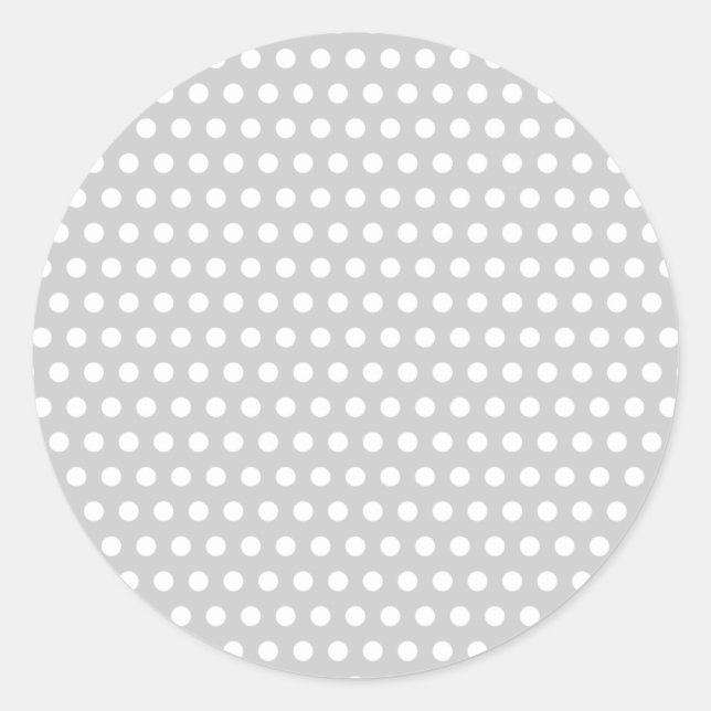 White Dots on Light Grey Classic Round Sticker (Front)