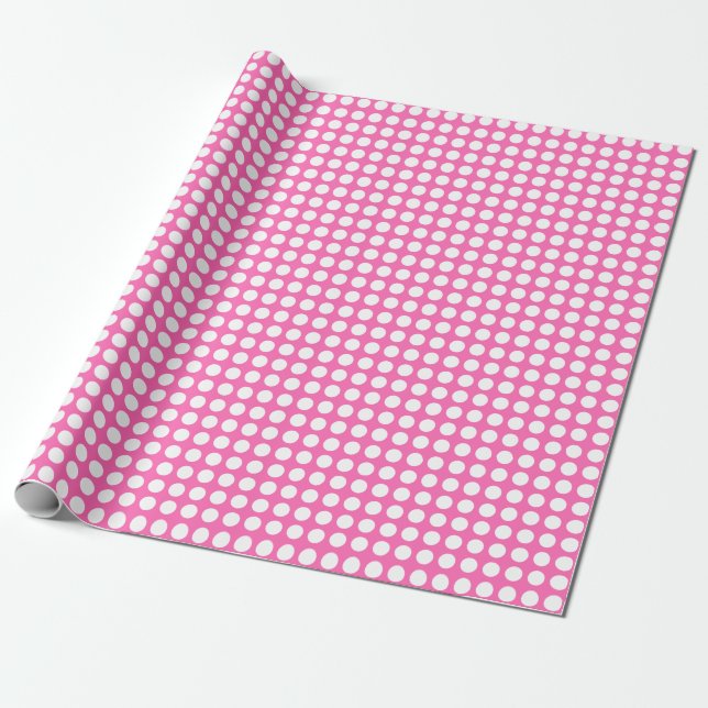 White Dots on Pink Wrapping Paper (Unrolled)