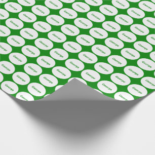 White Dots Pattern On Green With Name Wrapping Paper