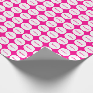 White Dots Pattern On Hot Pink With Name Wrapping Paper