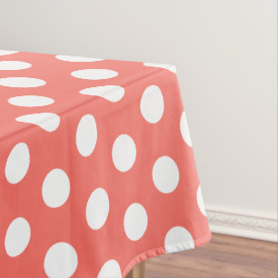 White dots pattern on live coral tablecloth