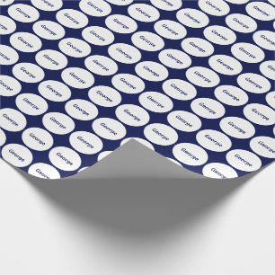 White Dots Pattern On Navy Blue With Name Wrapping Paper