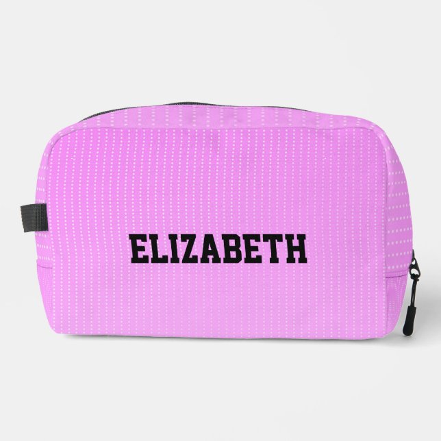 White dots pink pattern dopp kit (Front)