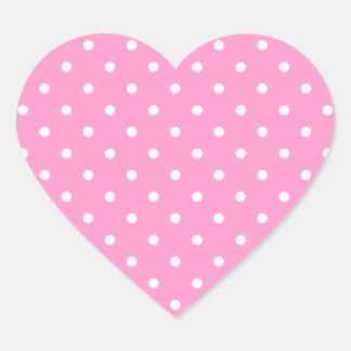 White Dots, Pink Polka Dots Pattern. Heart Sticker