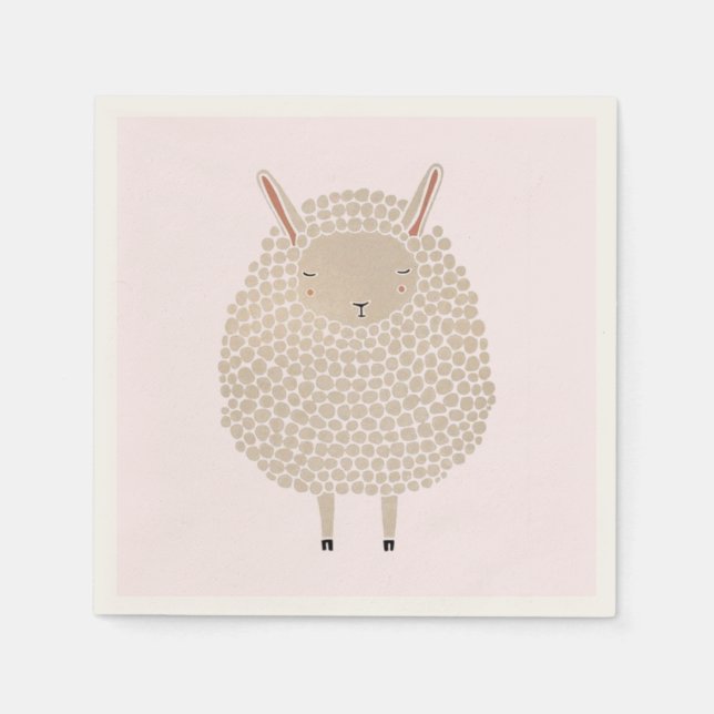 White Dots Round Sleeping Sheep Napkin (Front)