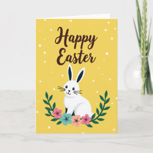 White Dots Spring Rabbit Card