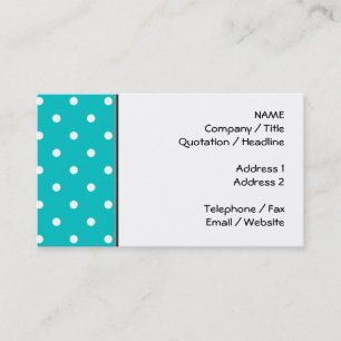White dots, Teal Polka Dot Pattern. Business Card