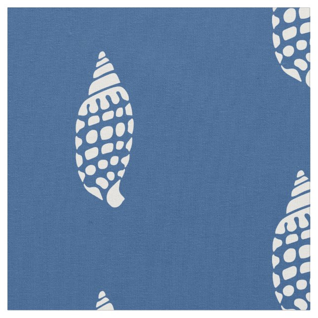 White Dotted Shells Pick Any Colour Nautical Fabric (Close Up)