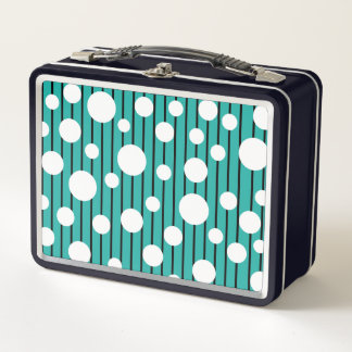 White Dotted Stripes Metal Lunch Box