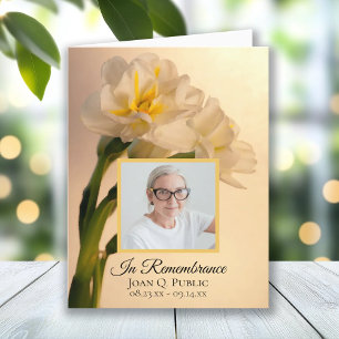 White Double Daffodils Funeral Sympathy Thank You Card