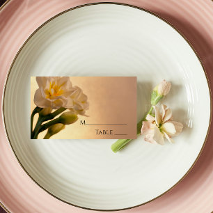 White Double Daffodils Spring Wedding Place Card