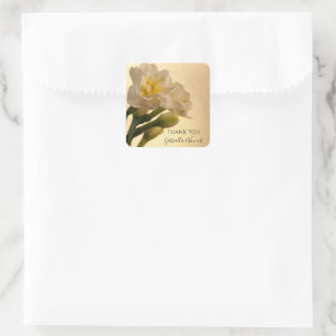 White Double Daffodils Wedding Thank You Favour Ta Square Sticker