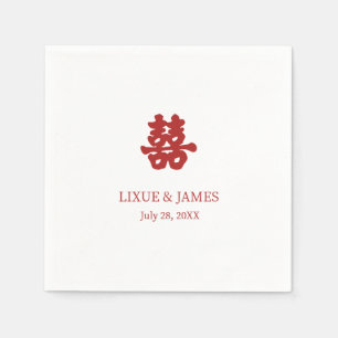 White Double Happiness Chinese calligraphy asian  Napkin