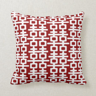 White Double Happiness Pattern Red Chinese Wedding Cushion