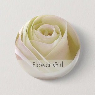 White double rose Flower Girl 6 Cm Round Badge