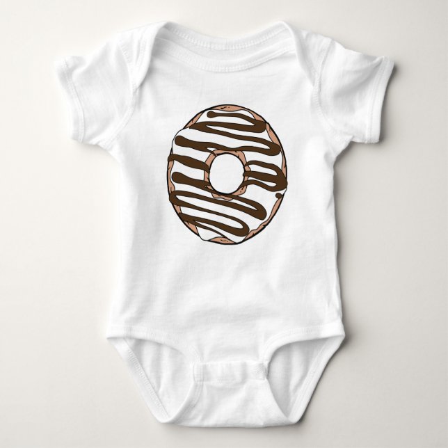 White Doughnut, Doughnut, Chocolate, Icing, Frosti Baby Bodysuit (Front)