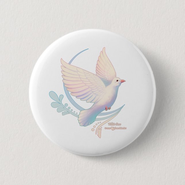 White Dove 6 Cm Round Badge (Front)