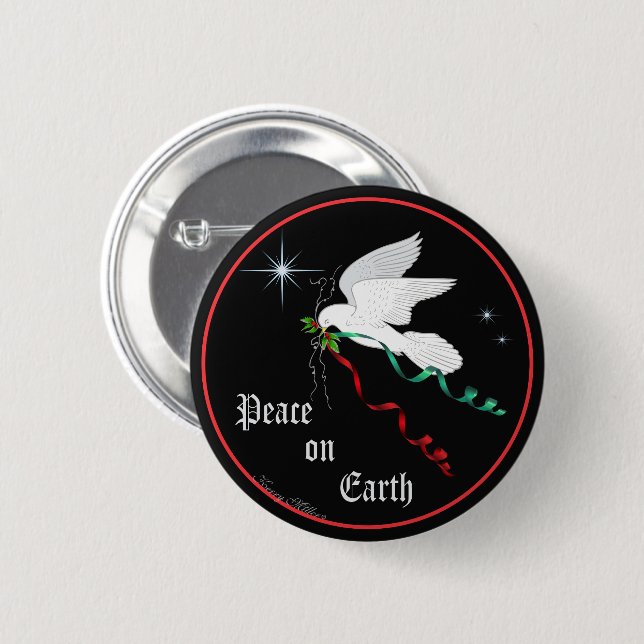 White Dove 6 Cm Round Badge (Front & Back)