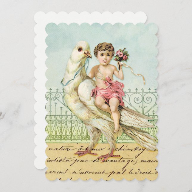 White Dove and Cherub Baby Shower Invitation (Front/Back)