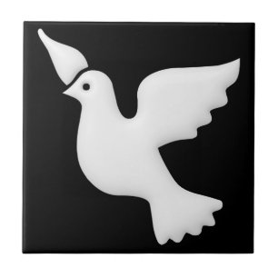 White Dove Belight Facing Left Ceramic Tile