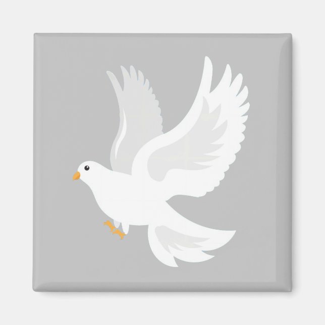 White dove bird on grey magnet (Front)