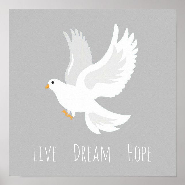 White dove bird on grey poster (Front)