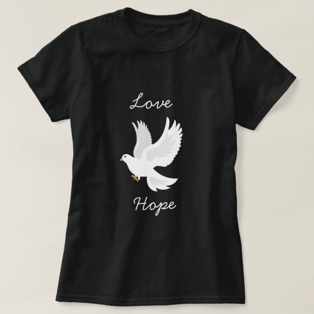 White dove bird on grey T-Shirt (Design Front)