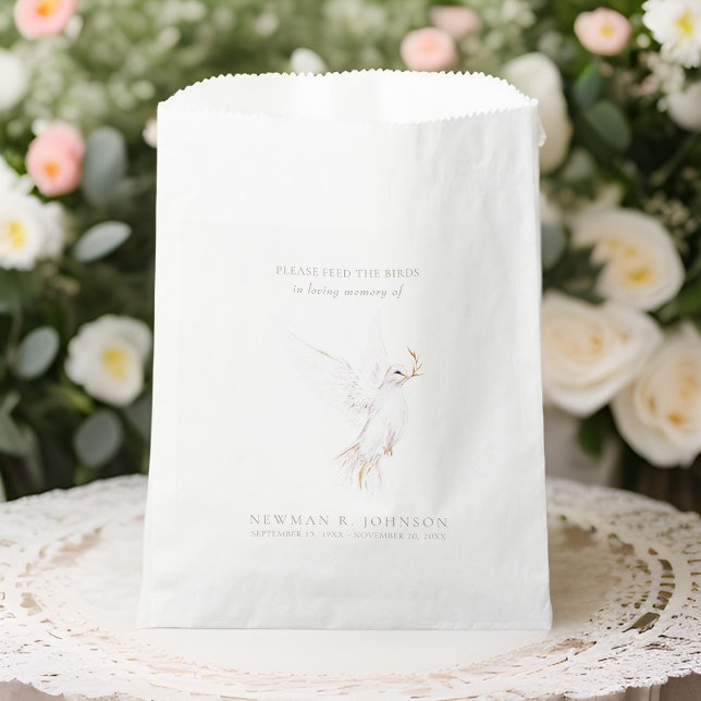 White Dove Bird Seed Packet Funeral Memorial Favour Bag (Creator Uploaded)