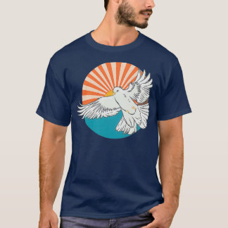 White Dove Bird Vintage Sunset Retro Peaceful Bird T-Shirt