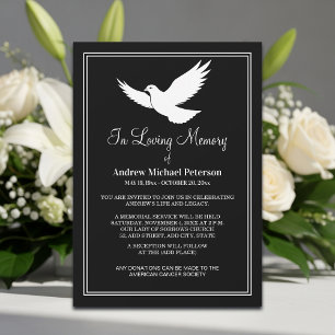 White Dove Celebration Of Life Funeral Invitation