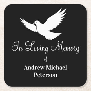 White Dove Celebration Of Life Funeral Square Paper Coaster
