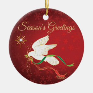 White Dove Ceramic Ornament