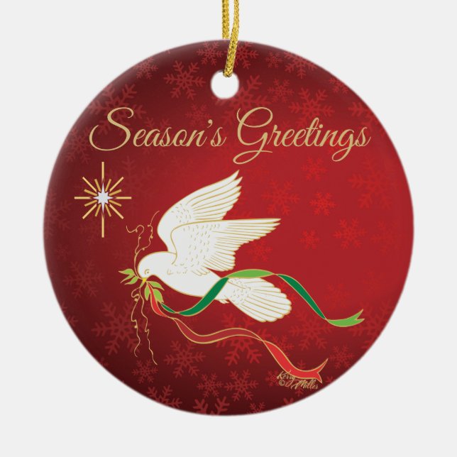 White Dove Ceramic Ornament (Front)